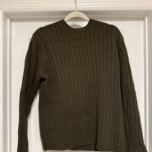 GAP Green Medium Ribbed Crew Neck Sweater  - 100% Wool